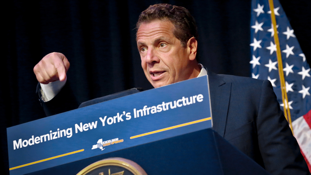 Gov. Andrew Cuomo speaks during his announcement of plans to improve the Metropolitan Transportation Authority transit in May. Although many residents may think Mayor Bill de Blasio is in charge of the NYC subway, the state government funds and operates MTA. (AP)